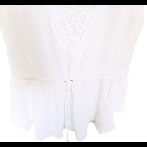 NWT DYNAMITE Drop Sleeve Crochet Tunic Top/Blouse With Cap Sleeves Ivory Sz XS/M - Picture 8 of 12